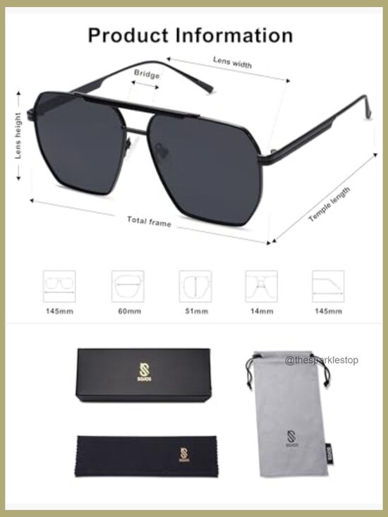 Metal Frame Polarized Sunglasses Oversized Square Retro Vintage main image 5